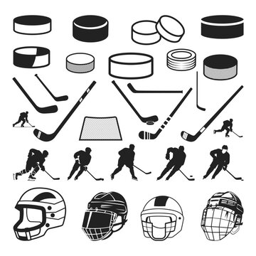 Ice Hockey Bundle Vector, Hockey team logo design, Winter Helmet sports svg. Hockey fan players Hockey split clipart Silhouette