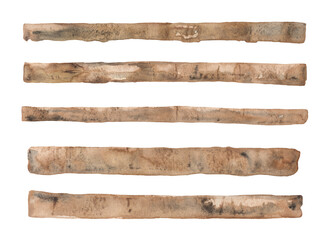 Watercolor abstract Brown brush strokes on a white background.