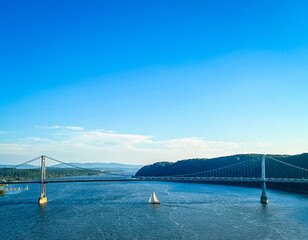 View of Mid-Hudson Bridge and Sailboat