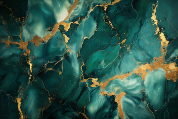 Luxurious abstract fluid art painting in alcohol ink technique,with colorful mix of paints. Imitation marble stone cut, luminous gold veins. Soft and dreamy design.