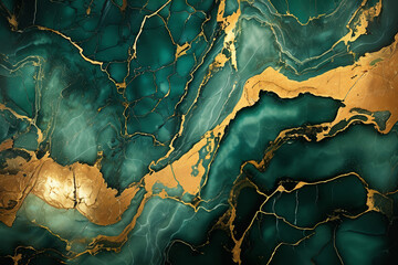 Luxurious abstract fluid art painting in alcohol ink technique,with colorful mix of paints. Imitation marble stone cut, luminous gold veins. Soft and dreamy design.