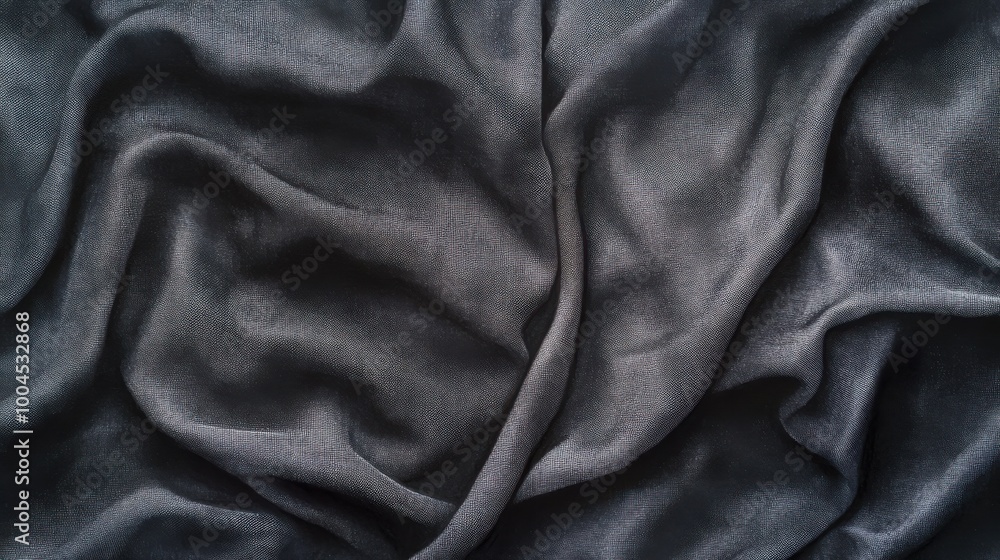 Aufkleber a close-up view of a dark gray fabric showing texture and folds under natural light in a neutral set