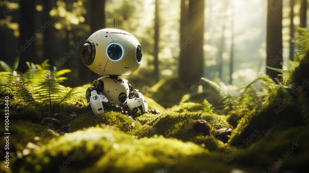 Poster robot in a forest