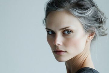 Naklejka premium Elegant Portrait of a Woman with Gray Hair