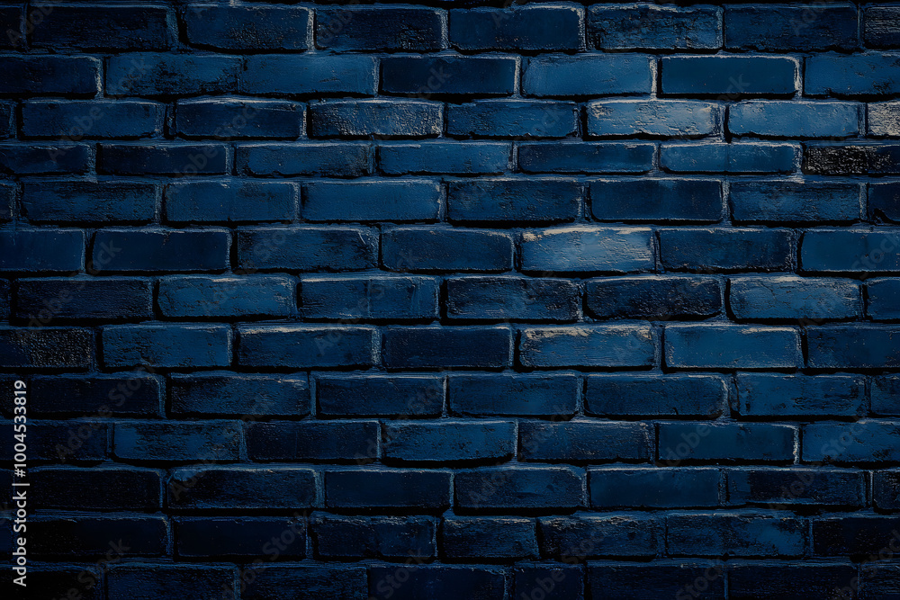 Sticker Navy blue brick wall texture background vintage backdrop for design