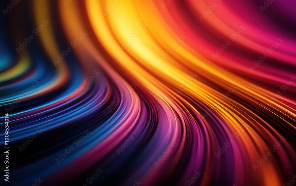 Poster vibrant swirling colors creating a dynamic wave effect on a dark background.