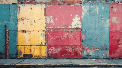 Naklejka premium Colorful weathered wall in an urban setting