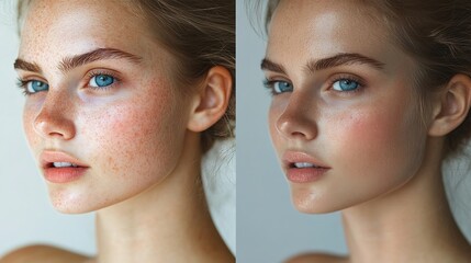 Before and after images of the skin on a womans face,Dramatic Before-and-After Acne Treatment Results	