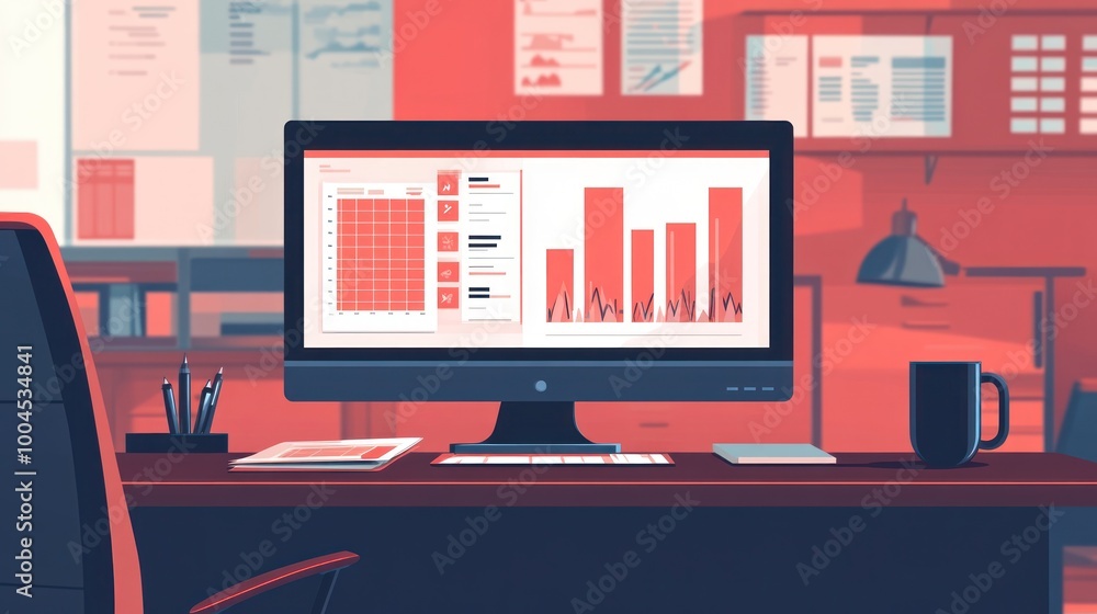 Poster workstation with graphs and data
