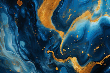 Luxurious abstract fluid art painting in alcohol ink technique,with colorful mix of paints. Imitation marble stone cut, luminous gold veins. Soft and dreamy design.