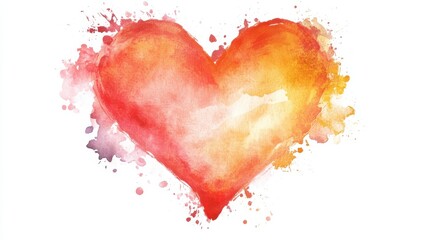 Bright and colorful watercolor heart design created with vibrant splashes, perfect for expressing...