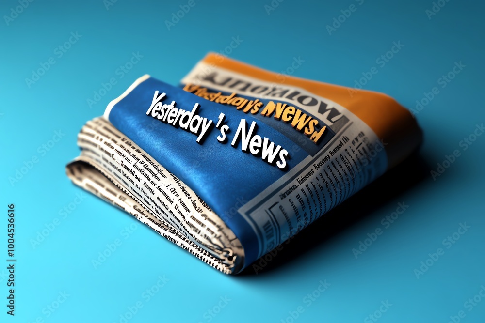 Poster minimalist icon of a folded newspaper with 