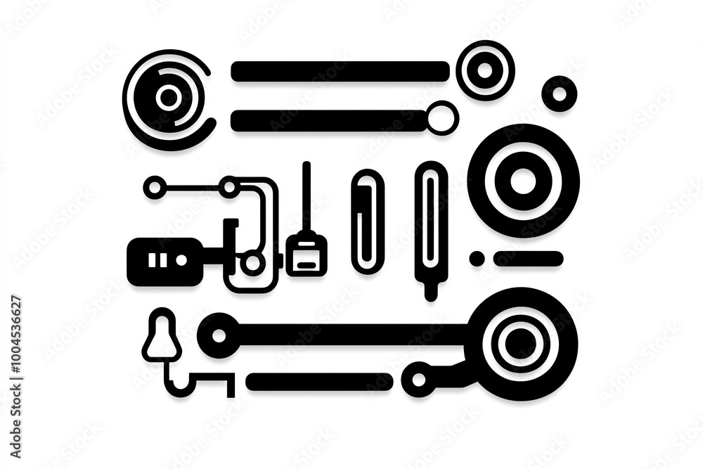 Leinwandbilder Minimalist icon of an AI-driven innovation, with simple lines and geometric shapes representing automation and cutting-edge technology in a clean design