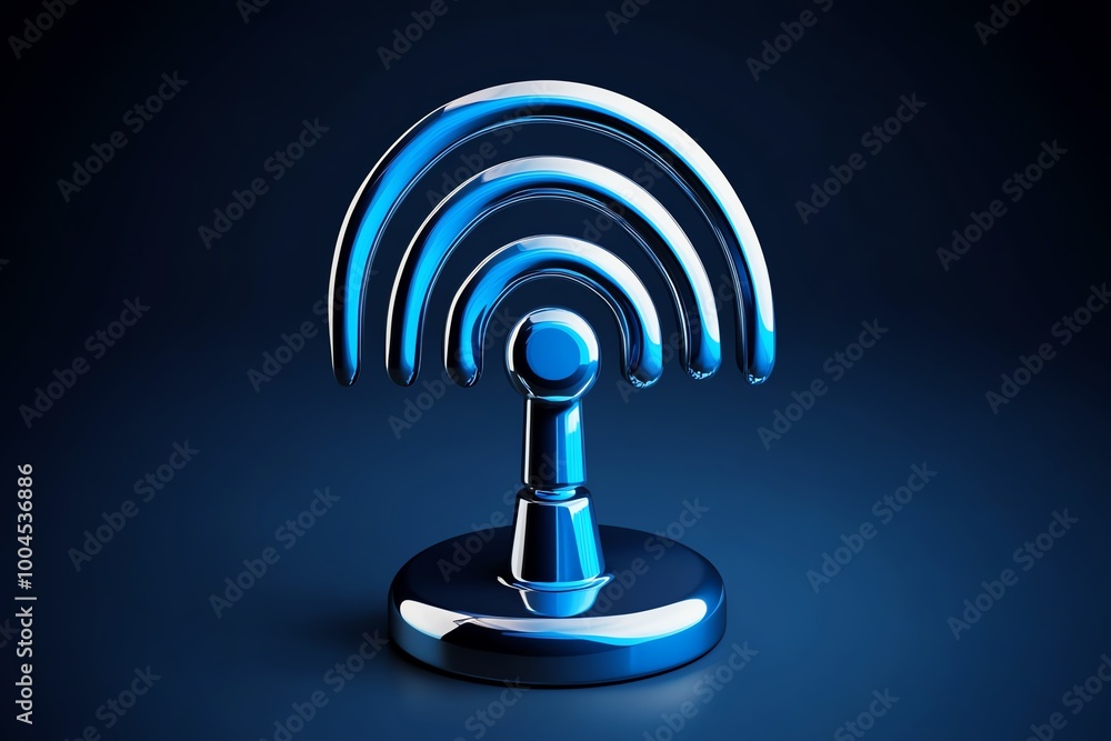 Poster minimalist radio icon with waves emanating, representing the broadcast of yesterdayâ€™s news in a cl