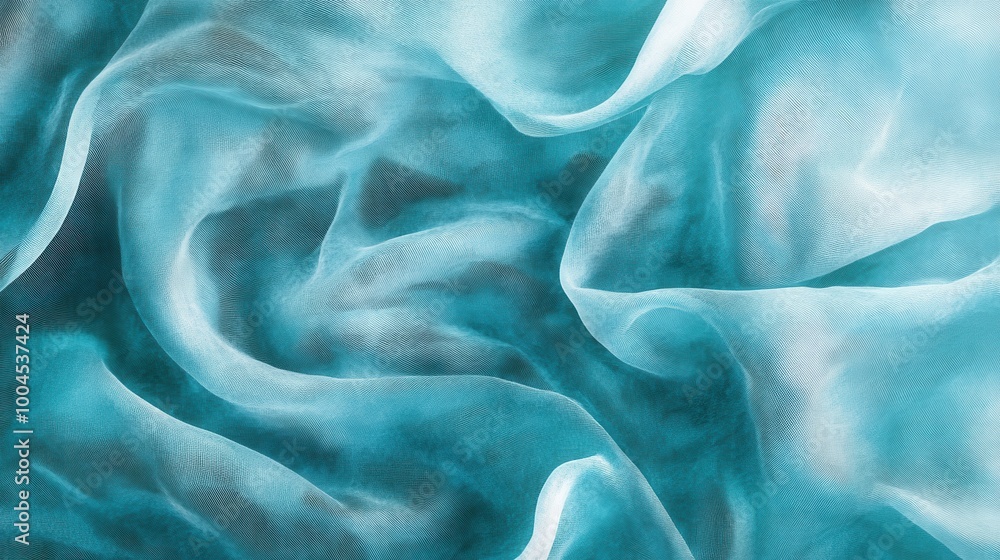 Aufkleber delicate turquoise fabric draped artistically, capturing light and texture in a serene abstract comp