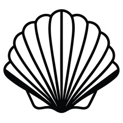 Shell vector icon scallop shellfish pearl  shell logo black line icon sea shell symbol