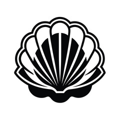 Shell vector icon scallop shellfish pearl  shell logo black line icon sea shell symbol