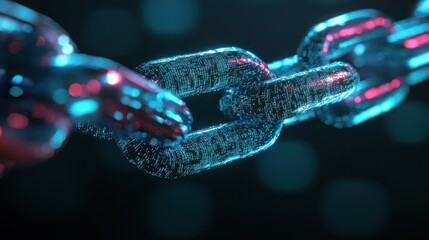 A chain link forged from strands of digital code, now broken, symbolizing the powerful act of breaking free from the chains of cyberbullying.