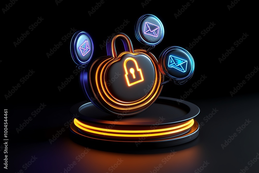Poster Simple encrypted chat icon, with abstract chat bubbles and a lock symbol representing anonymous digital communication