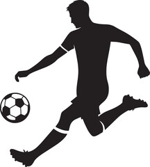 Football player kicking football silhouette vector illustration isolated on a white background
