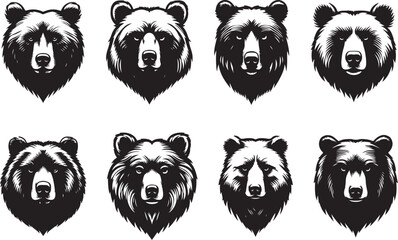 set of a bear head silhouette vector image
