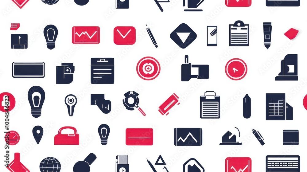 Aufkleber colorful collection of diverse office and business icons on a white background showcasing tools and 