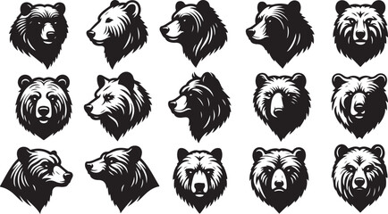 set of a bear head silhouette vector image