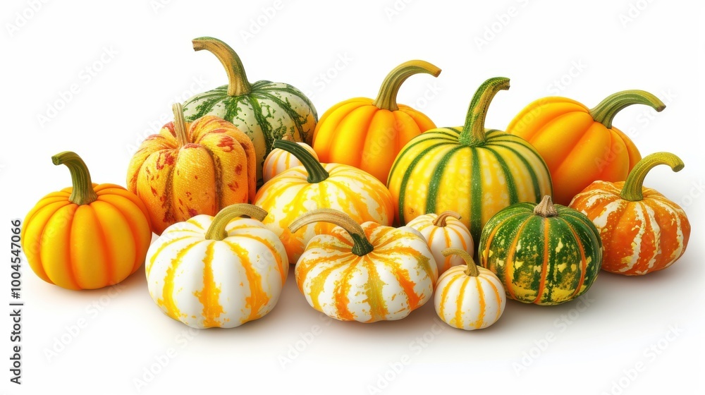 Poster a bunch of pumpkins of different colors and sizes
