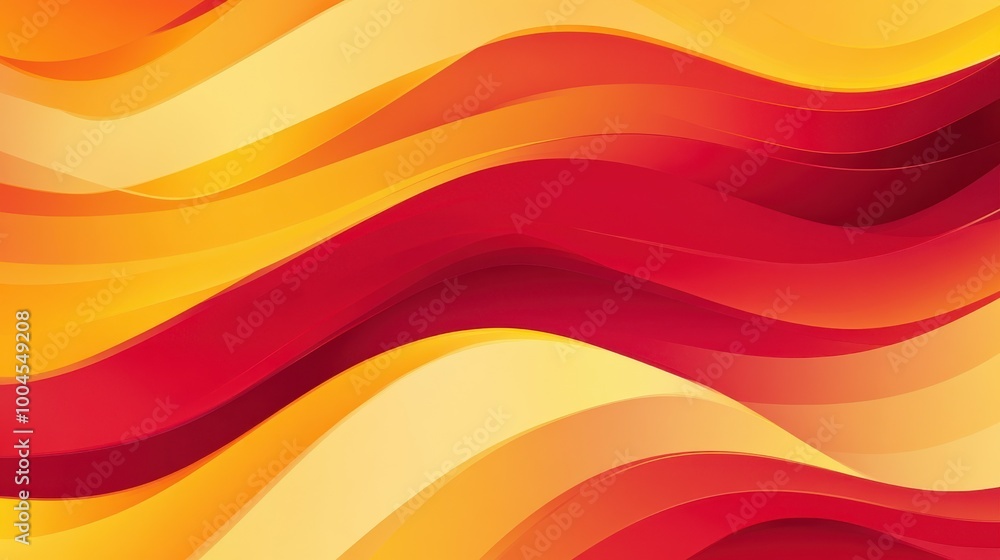 Poster Abstract waves of red and yellow flowing across a vibrant background, creating a dynamic visual experience