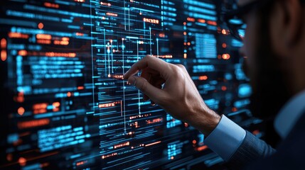 Fototapeta premium Professional analyzing data on a futuristic digital interface