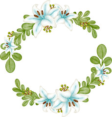 watercolor lily flower frame