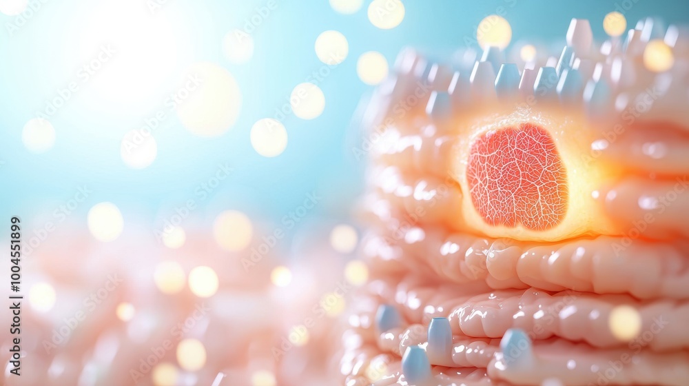 Poster microscopic view of skin layers and cellular structure
