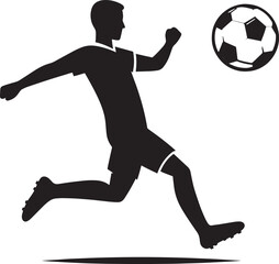 Football player kicking football silhouette vector illustration isolated on a white background