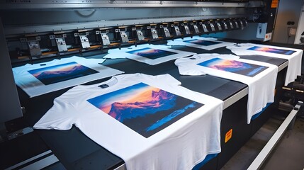 Digital Printing Machine Printing T shirts with Mountain Landscape Design
