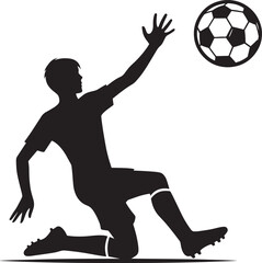 Football player kicking football silhouette vector illustration isolated on a white background