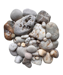 Texture sea pebbles. Isolated. White background
