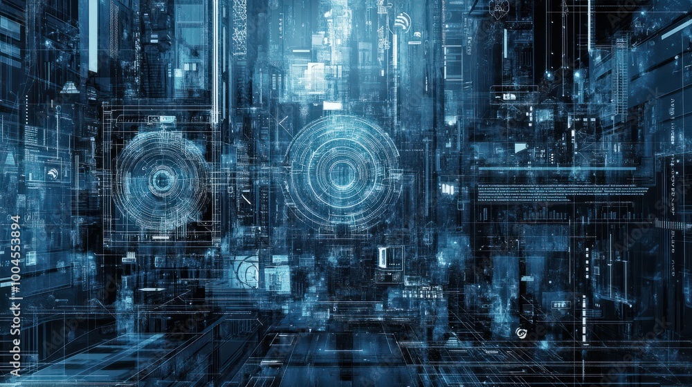 Poster it technology background that portrays the resilience of digital systems in the face of challenges a