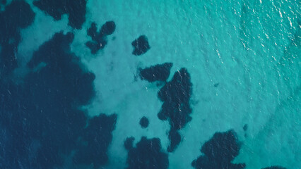 Drone point of view with nature’s underwater tapestry