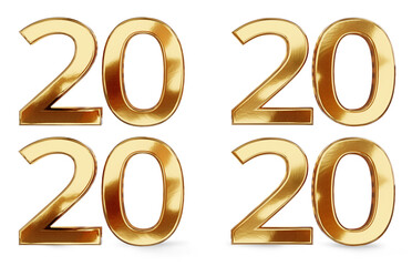 20 golden 3d render symbol, flat without shadow and shadow on the ground, standing,
