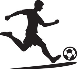 Football player kicking football silhouette vector illustration isolated on a white background