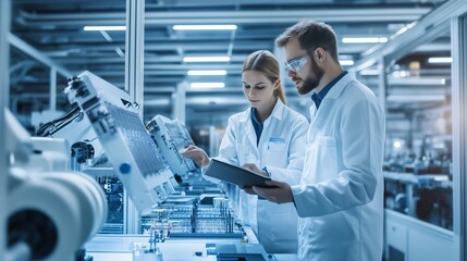 Scientists collaborate on advanced robotics in a technology lab, showcasing innovative research in automation at a modern facility