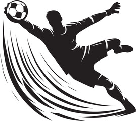 Football player kicking football silhouette vector illustration isolated on a white background