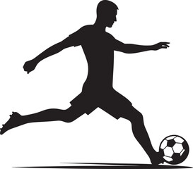 Football player kicking football silhouette vector illustration isolated on a white background