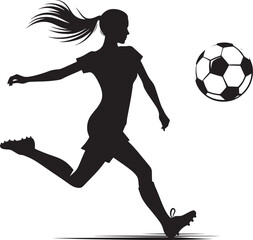 Football player kicking football silhouette vector illustration isolated on a white background