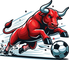 a bull playing soocer vector