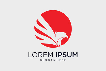 Eagle and wings logo design vector template illustration with creative idea