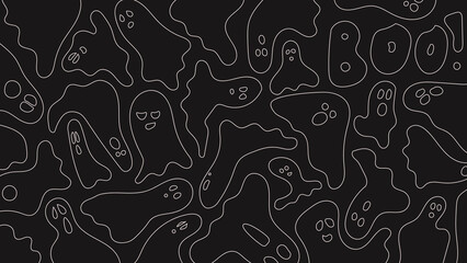 Halloween ghosts seamless pattern line art backdrop illustration design minimal print decor wrapping