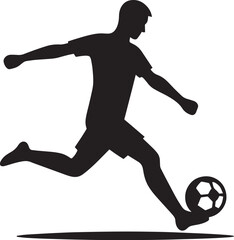 Football player kicking football silhouette vector illustration isolated on a white background