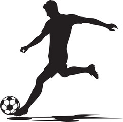 Football player kicking football silhouette vector illustration isolated on a white background
