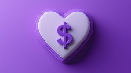 An animated heart symbol with a dollar sign, set against a purple background, representing financial donations for Giving Tuesday